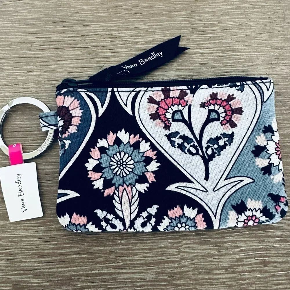 Vera Bradley Ornate Blooms Floral Paisley Zip ID Case Coin Purse